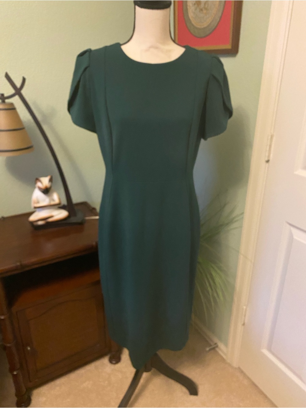 Calvin Klein Dark Green Midi Sheath Dress